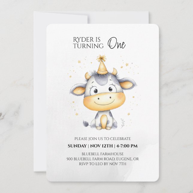 Invitation pour le premier anniversaire d'un anima (Devant)