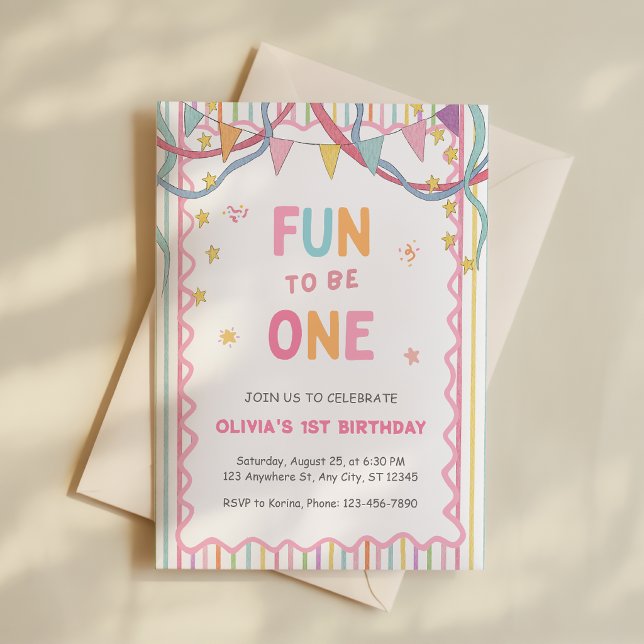 Invitation pour le premier anniversaire d'une fill (Créateur téléchargé)