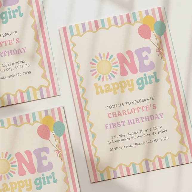 Invitation pour le premier anniversaire d'une fill (Créateur téléchargé)
