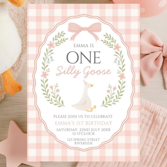 Invitation pour le premier anniversaire d'une oie  (Créateur téléchargé)