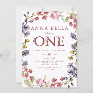 Invitation pour le premier anniversaire floral