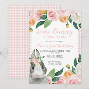 Invitation pour le premier anniversaire floral de 
