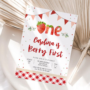 Invitation pour le premier anniversaire fraise