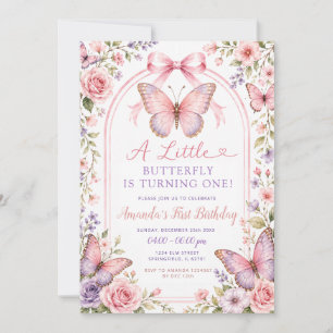 Invitation pour le premier anniversaire Papillon R