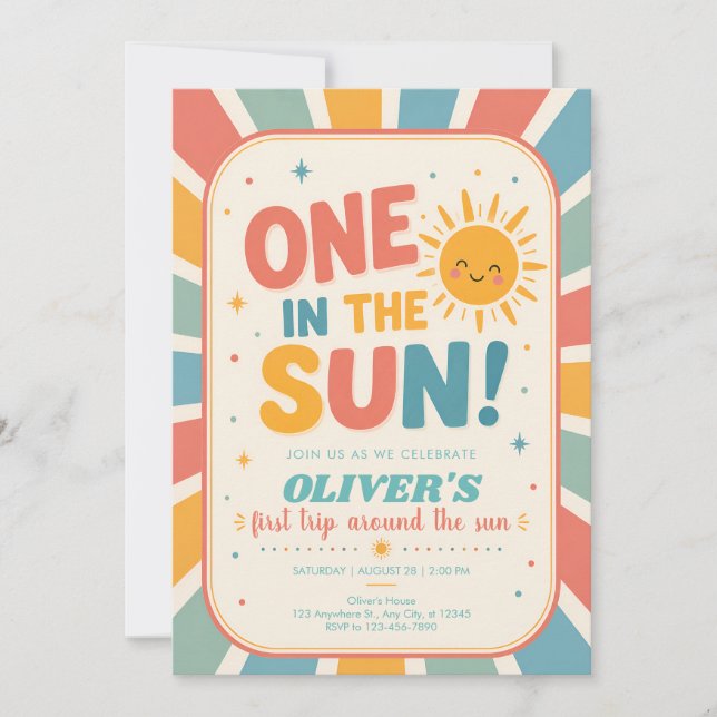 Invitation pour le premier anniversaire sous le so (Devant)