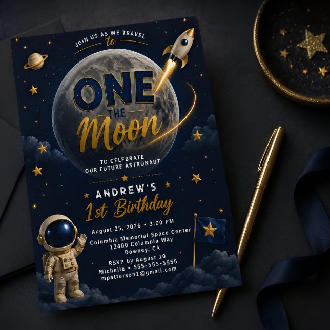 Invitation pour le premier anniversaire sur la Lun (Créateur téléchargé)