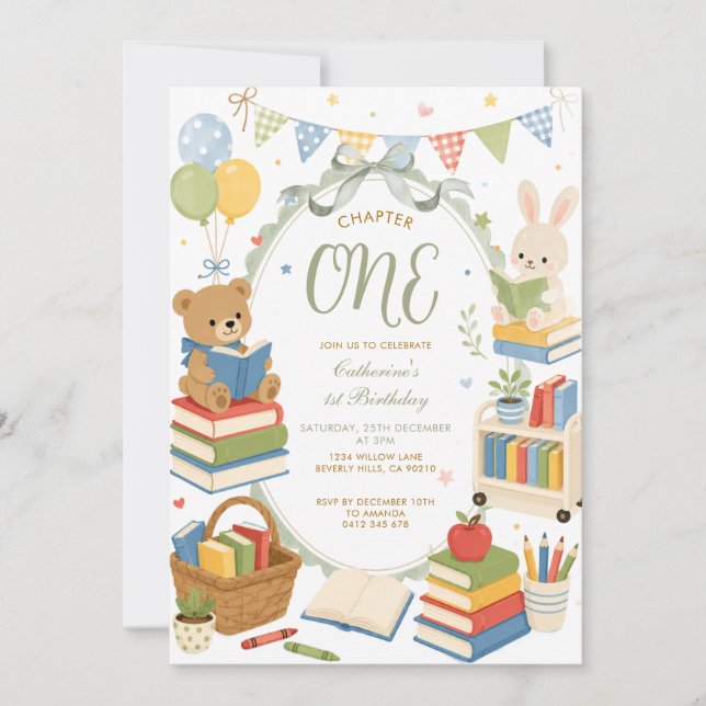 Invitation pour le premier anniversaire sur le thè (Devant)