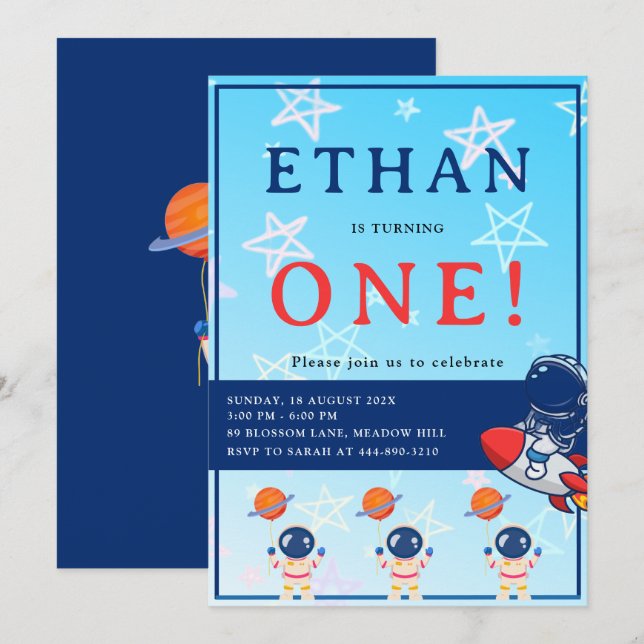 Invitation pour le premier anniversaire sur le thè (Devant / Derrière)