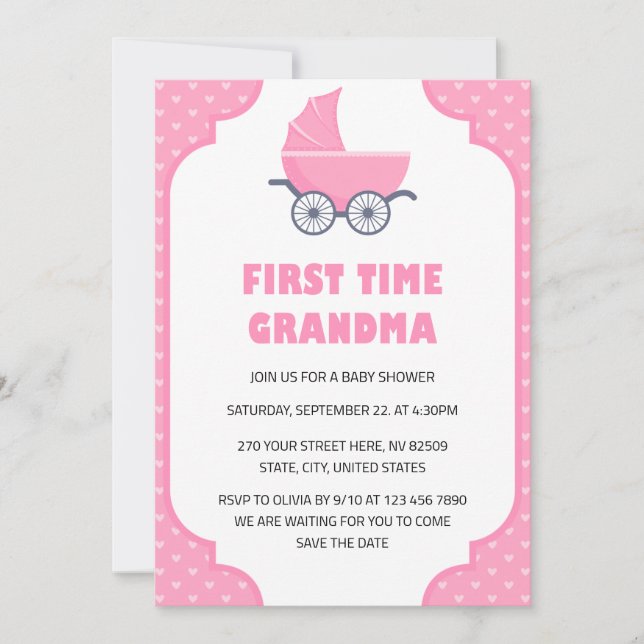 Invitation pour le premier Baby shower de grand-mè (Devant)