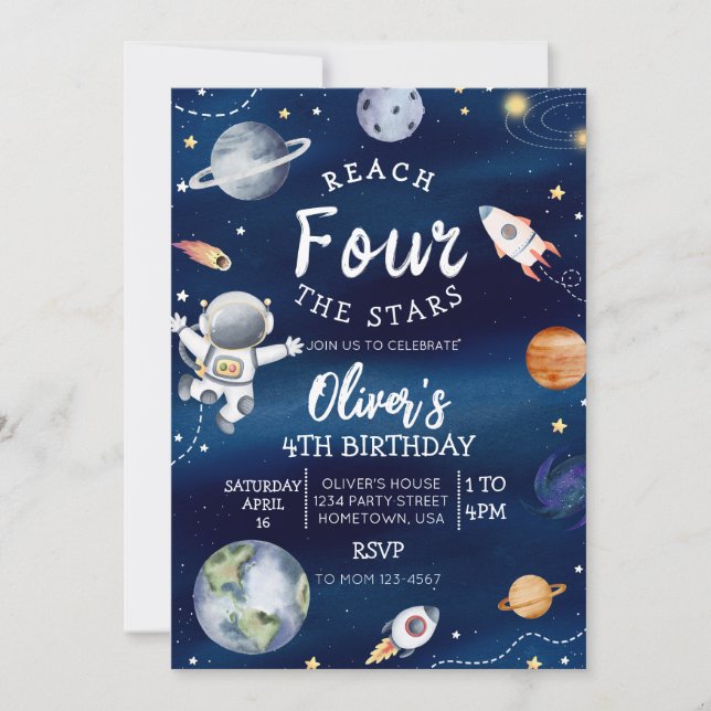 Invitation pour le quatrième anniversaire dans l'e (Devant)