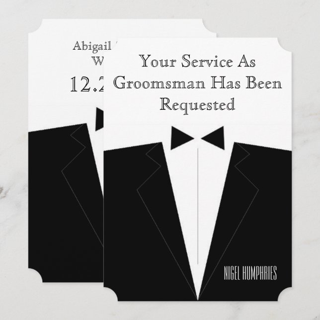 Invitation pour le témoin ou les garçons d'honneur (Devant / Derrière)