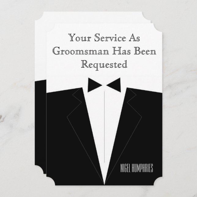 Invitation pour le témoin ou un garçon d'honneur (Devant / Derrière)