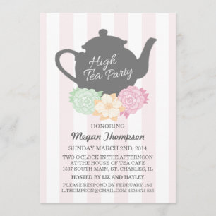 Invitation pour le thé à la russe Pink Stripe & Te