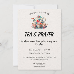 Invitation pour le thé et la prière chrétiens