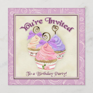 Invitation pour le trio Heart Cupcake