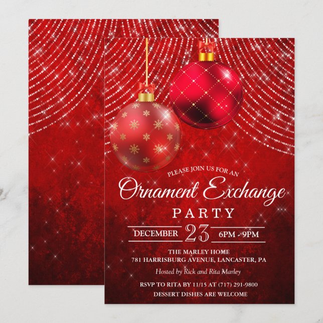 Invitation pour l'échange d'ornements de fêtes (Devant / Derrière)
