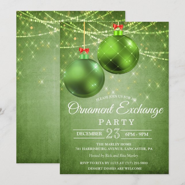 Invitation pour l'échange d'ornements de fêtes (Devant / Derrière)