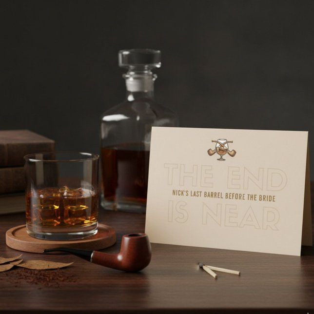 Invitation pour l'enterrement de vie de garçon du  (Whiskey & Cigar Groom Bachelor Party Invite)
