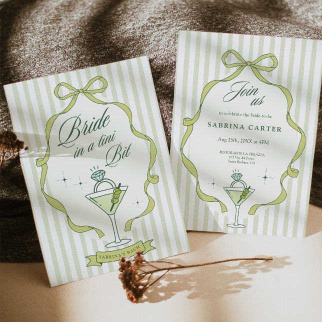 Invitation pour l'enterrement de vie de jeune fill (Bride in a Tini Bit Bachelorette Invitation)