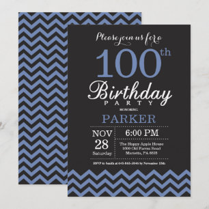 Invitation pour les 100 ans Anniversaire Noir et B