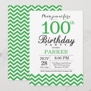 Invitation pour les 100 ans avec Chevron Vert