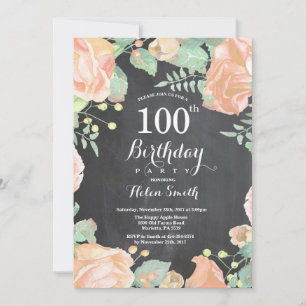Invitation pour les 100 ans avec fleurs botaniques