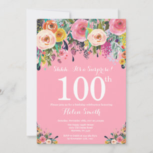 Invitation pour les 100 ans avec surprise florale