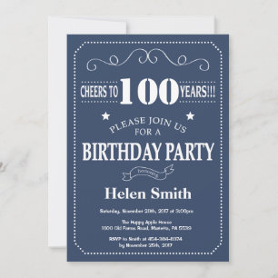 Invitation pour les 100 ans Bleu et Blanc