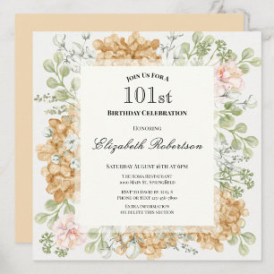 Invitation pour les 101 ans dans des couleurs d'au