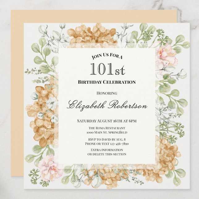 Invitation pour les 101 ans dans des couleurs d'au (Créateur téléchargé)