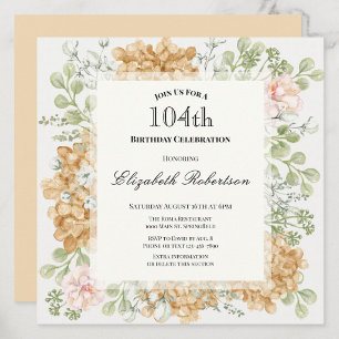 Invitation pour les 104 ans en élégantes couleurs