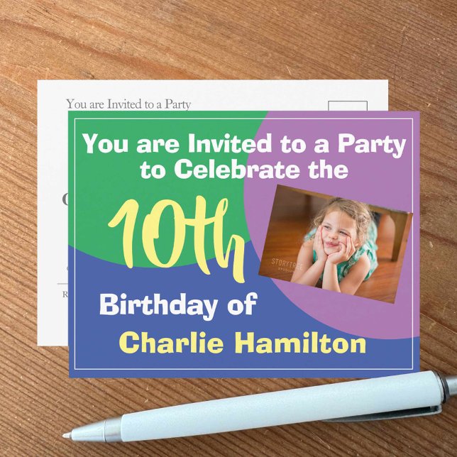 Invitation pour les 10 ans avec Photo (Créateur téléchargé)