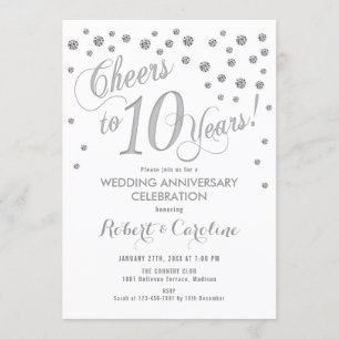 Invitation pour les 10 ans de mariage - Argent Bla
