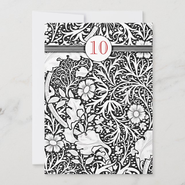 Invitation pour les 10 ans de mariage en damassé n (Devant)