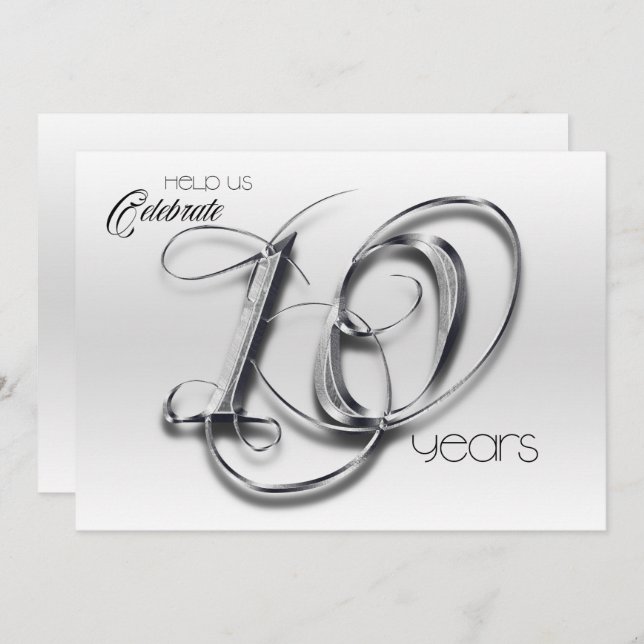Invitation pour les 10 ans de mariage Fancy Tin (Devant / Derrière)