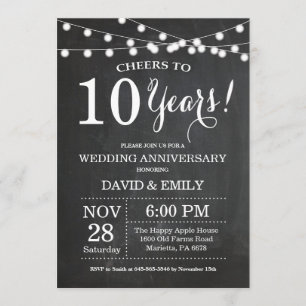 Invitation pour les 10 ans de mariage Tableau noir