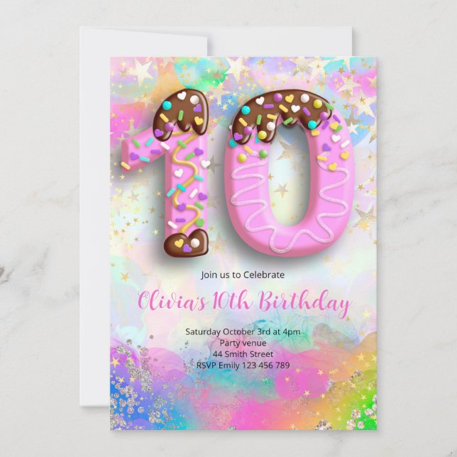 Invitation pour les 10 ans des filles (Devant)
