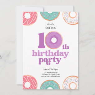 Invitation pour les 10 ans d'une fille - Thème Don