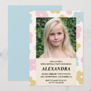 Invitation pour les 10 ans Fleurs Groovy Rétro Mig