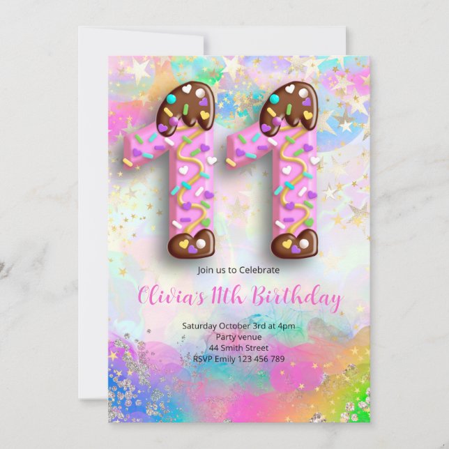 Invitation pour les 11 ans des filles (Devant)