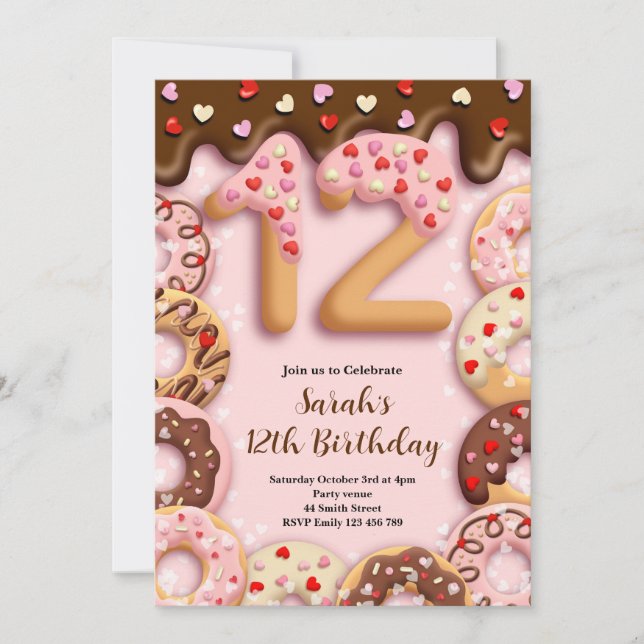 Invitation pour les 12 ans des filles (Devant)