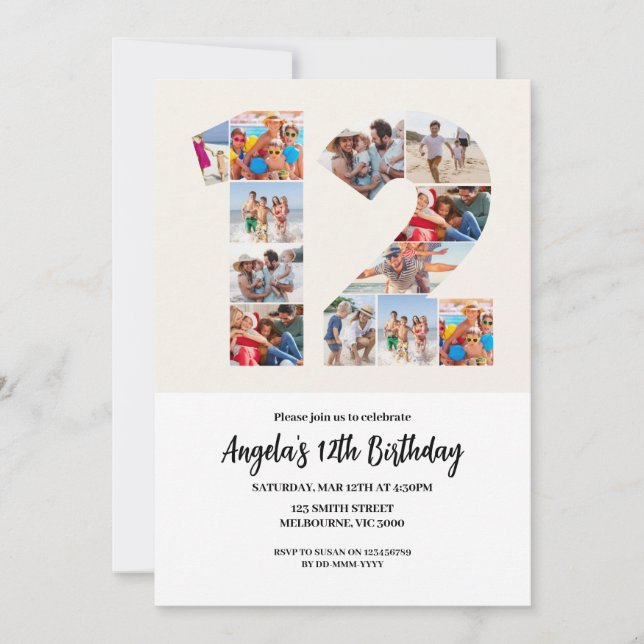 Invitation pour les 12 ans - Numéro 12 (Devant)