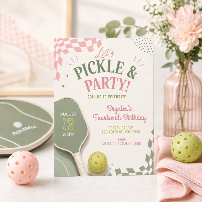 Invitation pour les 14 ans de Pickleball | Pink Sa (Créateur téléchargé)