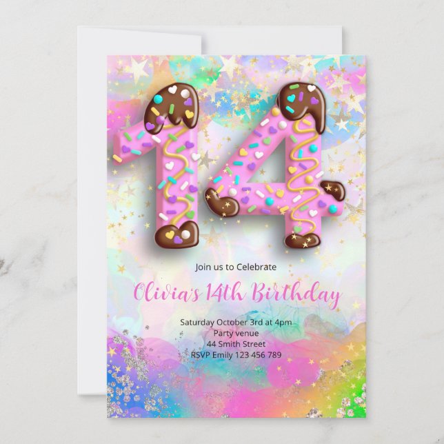 Invitation pour les 14 ans des filles (Devant)