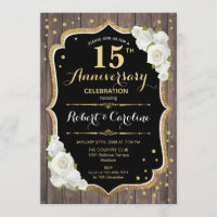 Invitation pour les 15 ans - Bois Rustique Or