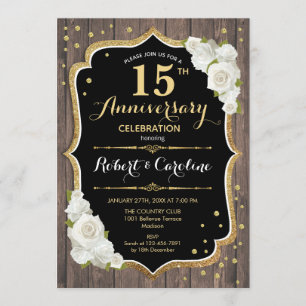 Invitation pour les 15 ans de mariage - Bois rusti