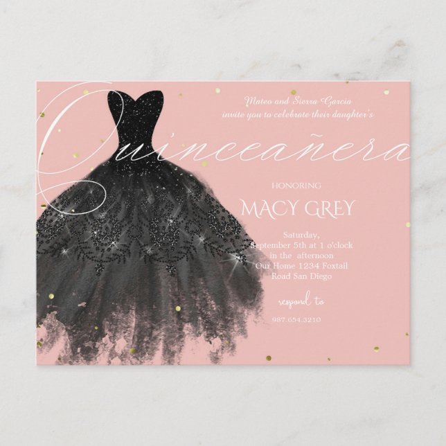 Invitation pour les 15 ans d'une Quinceañera Fleur (Devant)
