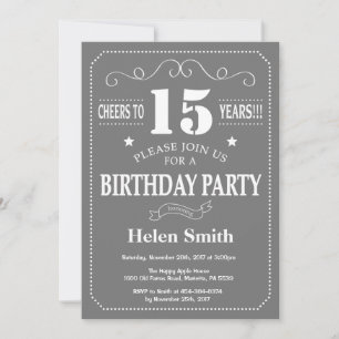 Invitation pour les 15 ans gris et blanc