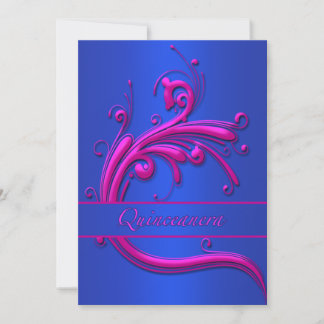 Invitation pour les 15 ans Quinceanera Rose Bleu