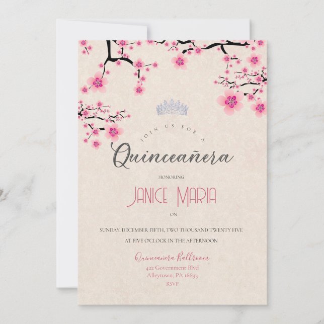 Invitation pour les 15 ans sous les cerisiers en f (Devant)